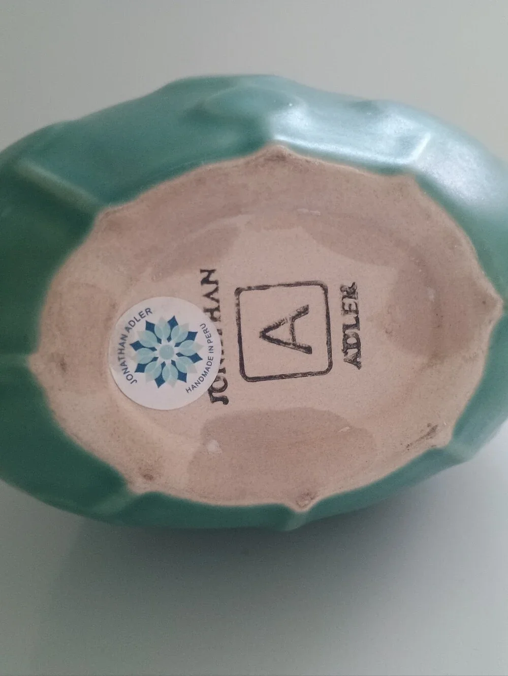 Jonathan Adler Green Stoneware Abacus Vase, Relief Collection